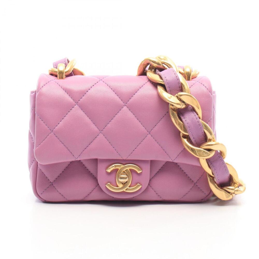 Chanel Matelassé Flap Bag, Shoulder Handbag, Lambskin Leather, Women's, Purple